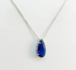 CONJUNTO COLAR + BRINCO GOTA AZUL - BANHADO EM PRATA 925