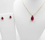 CONJUNTO COLAR + BRINCO GOTA CEREJA - BANHADO EM OURO 18K
