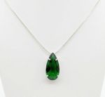 CONJUNTO COLAR + BRINCO GOTA VERDE - BANHADO EM PRATA 925