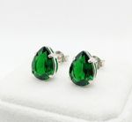 CONJUNTO COLAR + BRINCO GOTA VERDE - BANHADO EM PRATA 925