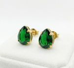 CONJUNTO COLAR + BRINCO GOTA ESMERALDA - BANHADO EM OURO 18K