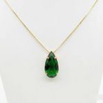 CONJUNTO COLAR + BRINCO GOTA ESMERALDA - BANHADO EM OURO 18K