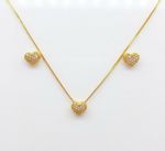 CONJUNTO COLAR + BRINCO MINI CORAÇÃO CRAVEJADO - BANHADO EM OURO 18K