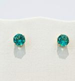 CONJUNTO COLAR + BRINCO PONTO DE LUZ  VERDE - BANHADO EM OURO 18K