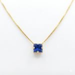 CONJUNTO COLAR + BRINCO QUADRADO AZUL  - BANHADO EM OURO 18K