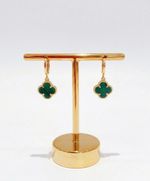 CONJUNTO COLAR + BRINCO TREVO VERDE - BANHADO EM OURO 18K