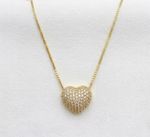 CONJUNTO COLAR + BRINCOS DE CORAÇÃO CRAVEJADO BANHADO A OURO 18K
