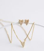 CONJUNTO COLAR + BRINCOS LOVE CRAVEJADO BANHADO EM OURO 18K