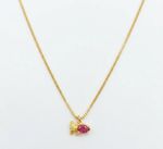 CONJUNTO COLAR REGULAVEL + BRINCOS INFANTIL PEIXE COM ZIRCONIA BANHADO EM OURO 18K