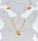 CONJUNTO COLAR REGULAVEL + BRINCOS INFANTIL PEIXE COM ZIRCONIA BANHADO EM OURO 18K