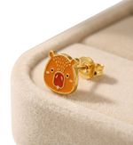 CONJUNTO INFANTIL COLAR + BRINCO CAPIVARA  BANHADO A OURO 18K