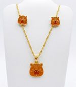 CONJUNTO INFANTIL COLAR + BRINCO CAPIVARA  BANHADO A OURO 18K