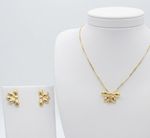 CONJUNTO MEIA FLOR BANHADO EM OURO 18K