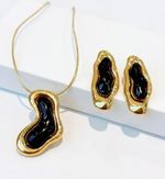 CONJUNTO ORGANICO MARROM - BANHADO EM OURO 18K