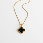 CONJUNTO TREVO BLACK BANHADO EM OURO 18K