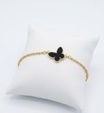 PULSEIRA BORBOLETAS BLACK BANHADO EM OURO 18K