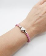 PULSEIRA DE BERLOQUE EM COURINO COM UM BERLOQUE - ROSA BEBE