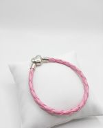 PULSEIRA DE BERLOQUE EM COURINO COM UM BERLOQUE - ROSA BEBE