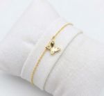 PULSEIRA INFANTIL REGULAVEL BORBOLETAS COM ZIRCONIA BANHADA EM OURO 18K