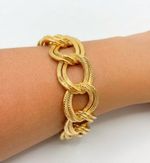 PULSEIRA MAXI ELOS DUPLOS BANHADO EM OURO 18K