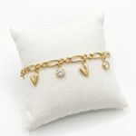PULSEIRA PENDURICALHOS CORAÇÃO + ZIRCÔNIA BANHADO A OURO 18K
