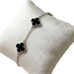 PULSEIRA REGULÁVEL 3 TREVOS BLACK BANHADO EM PRATA 925