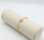 PULSEIRA REGULÁVEL BORBOLETA COM RESINA ROSA BANHADO EM OURO 18K