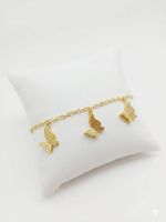 PULSEIRA REGULÁVEL CORRENTE TRIO DE BORBOLETAS BANHADO EM OURO 18K