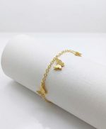 PULSEIRA REGULÁVEL CORRENTE TRIO DE BORBOLETAS BANHADO EM OURO 18K