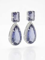 BRINCO CRAVEJADO ZIRCÔNIAS PEDRA LILÁS BANHADO EM OURO 18K