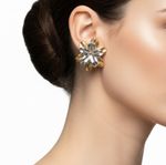 BRINCO DE FLOR MIX DE BANHOS OURO 18K E RODIO BRANCO