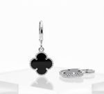ARGOLA TREVO BLACK - BANHADO EM PRATA 925