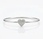 BRACELETE MINI CORAÇAO CRAVEJADO - BANHADO A PRATA 925