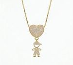 COLAR CORAÇÃO FILHO CRAVEJADO - BANHADO EM OURO 18K