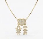 COLAR CORAÇÃO FILHOS CRAVEJADO - BANHADO EM OURO 18K
