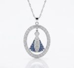 COLAR NOSSA SENHORA APARECIDA MANTO AZUL - BANHADO A PRATA 925