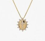COLAR MEDALHA CRUZ OVAL BANHADO A OURO 18K