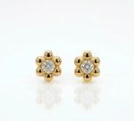 BRINCO INFANTIL FLOR COM ZIRCÔNIA BANHADO A OURO 18K