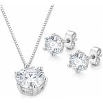 CONJUNTO COLAR + BRINCO PONTO DE LUZ CRISTAL - BANHADO EM PRATA 925