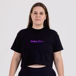 Cropped Oversized Aplique Roxo Espelhado