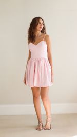 Vestido Itália Curto - Listra Rosa
