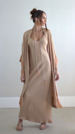 Slip Dress Longo - Camel