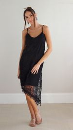 Slip Dress Renda - Preto