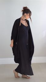 Kimono Longo Franjas - Preto