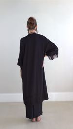 Kimono Longo Franjas - Preto