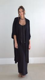 Kimono Longo Franjas - Preto