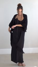 Kimono Longo Franjas - Preto