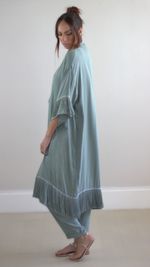 Kimono Longo Franjas - Verde