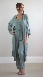 Kimono Longo Franjas - Verde