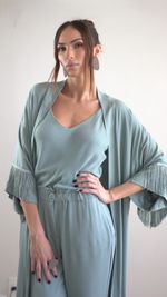 Kimono Longo Franjas - Verde